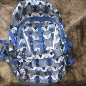 Lands' End Blue and Gray Patterned Backpack